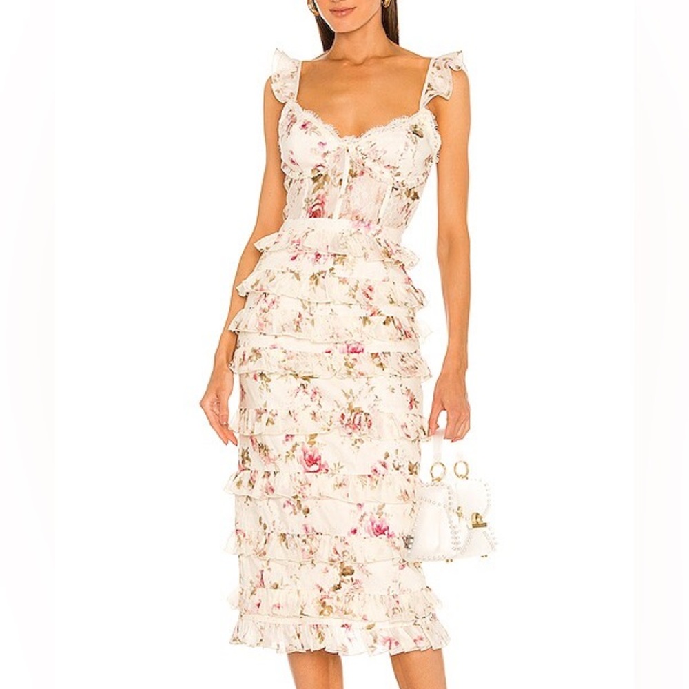 V. Chapman Fiorenza Midi Dress in English Rose